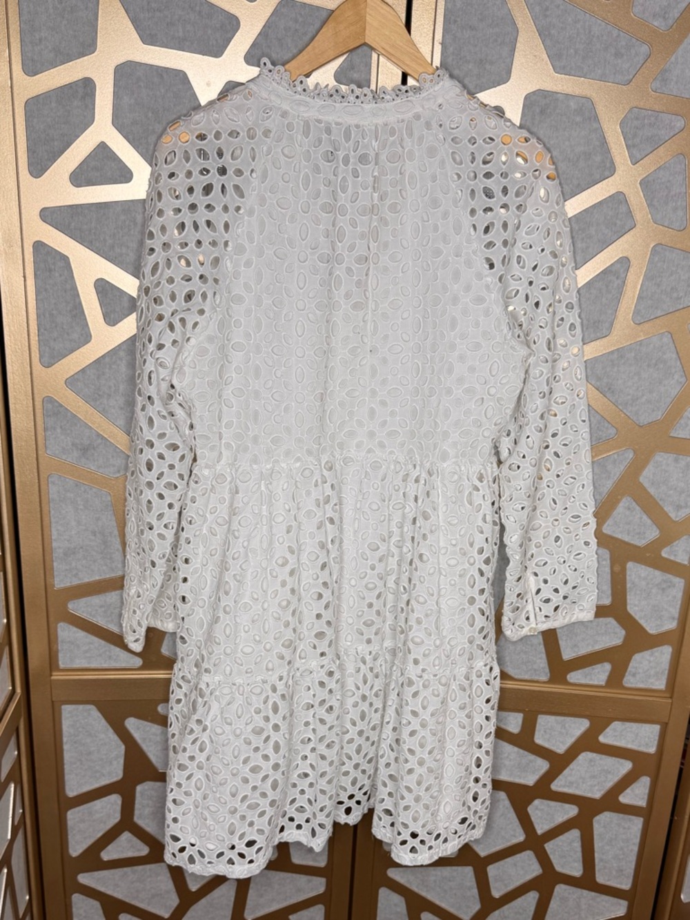 J. Crew White Eyelet Tiered Popover Dress - Picture 3 of 13